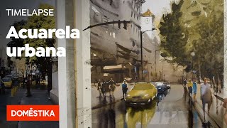 TIMELAPSE Ilustración acuarela urbana  Daniel quotPitoquot Campos  Domestika [upl. by Ateuqram]