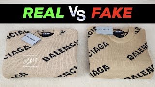 How to Spot a Fake Balenciaga Logo Sweater Real vs Fake [upl. by Ydaf100]