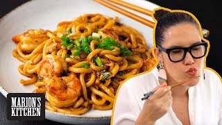 15minute Garlic Shrimp Udon Noodles  Marions Kitchen [upl. by Peterus]