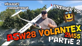 ASW28 Volantex  partie 2   réglages paramétrage et premier vol [upl. by Segal273]