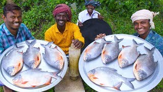 KING SIZE FISH FRY  Red Pomfret fish Fry in Village  Village Style Cooking  Village Food [upl. by Matti]