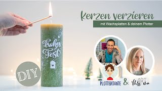 DIY Kerzen verzieren  Wachsplatten erfolgreich mit dem Plotter schneiden [upl. by Ivgnout]