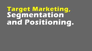 Target Marketing Segmentation and Positioning [upl. by Spence]