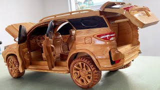 Wood Carving  Toyota Fortuner Legender 2021  Woodworking Art [upl. by Sakiv937]