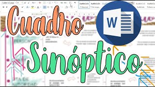 Cuadro Sinóptico en Word  Apuntes bonitos  Cynthi [upl. by Lyrem]