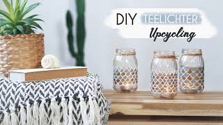 Windlichter selber basteln aus Glas Upcycling Boho DIY Teelicht [upl. by Elle]