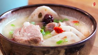 老妈常炖的汤，喝一口超级舒服！养生莲藕排骨汤 Lotus Root Soup With Pork Ribs super comforting amp handful of ingredients [upl. by Horton]