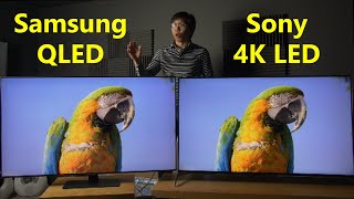 Samsung QLED vs Sony 4K LED TV Comparison Upscaling HDR Game Mode [upl. by Lali]