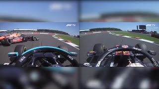 Max Verstappen amp Lewis Hamilton Side by Side Onboard  2021 British Grand Prix Silverstone Crash [upl. by Ilka]