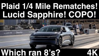 14 Mile Rematches Lucid Air SAPPHIRE and COPO Camaro vs Tesla Plaid Which runs 8’s 3 Races in 4K [upl. by Ehsom]