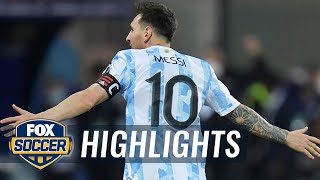 Lionel Messi buries unreal free kick dazzles in Argentinas 30 win  2021 Copa América Highlights [upl. by Anstice]