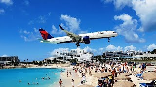 The most extreme beach in the world Maho Beach in Sint Maarten Caribbean [upl. by Johanan623]