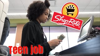 COME TO WORK WITH ME GROCERY STORE CASHIER TEEN JOB [upl. by Oinigih]