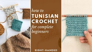 How to Tunisian Crochet for complete beginners right handed  not intimidating [upl. by Xyno]