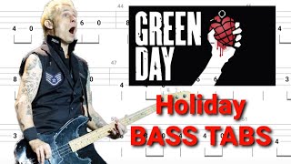 Green Day  Holiday BASS TABS  Cover  Tutorial  Lesson [upl. by Sikata]