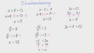 Matte 1  Adam  Algebra  Ekvationslösning [upl. by Einnoj]