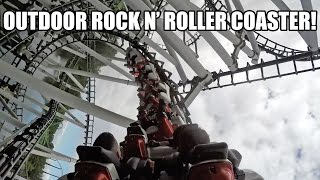 Xpress aka Outdoor Rock N Roller Coaster 60fps POV Walibi Holland Netherlands [upl. by Assirem]