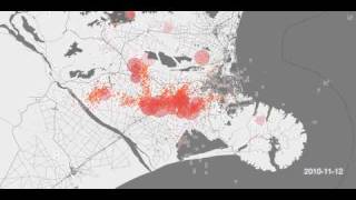 Time Lapse Map of Christchurch Earthquakes [upl. by Nodyarb]