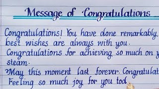 Message of Congratulations  Congratulations message  English writing  handwriting  Eng Teach [upl. by Ennaylloh]