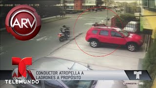 Conductor atropella a ladrones en medio de un asalto  Al Rojo Vivo  Telemundo [upl. by Zeena]