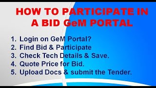 bid participation in gemHow to Participate in GeM as a Seller Government eMarket GeMbid in GeM [upl. by Neeneg872]