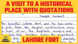 A Visit To Historical Place With Quotation  Essay In Simple English  Lahore Fort  Smart Syllabus [upl. by Ennasor]