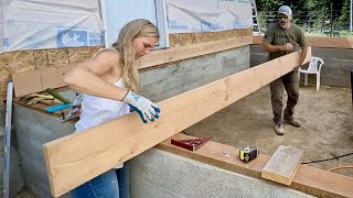 Installing Floor Joists and OSB Subfloor  BUILDING OUR OWN OFF GRID HOUSE [upl. by Aneetsirk]