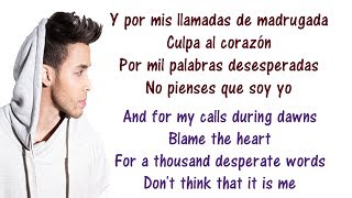 Prince Royce  Culpa Al Corazón Lyrics English and Spanish  Translation amp Meaning  Blame the heart [upl. by Kcirdnekel]