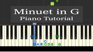 Easy Piano Tutorial Minuet in G Major simplified Bach  Petzold with free sheet music [upl. by Nnaira268]