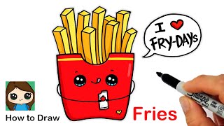 Learn How to Draw French Fries 🍟 Cute Pun Art 9 [upl. by Odraode]