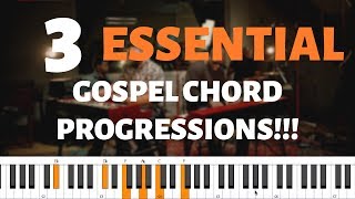 3 BASIC GOSPEL CHORD PROGRESSIONS  Beginners Piano Tutorial [upl. by Melisa]