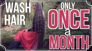 I wash my hair only Once a Month ✧ Knee Long Hair Care Routine [upl. by Carilyn516]