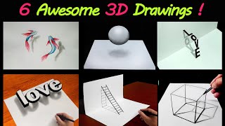 6 Easy 3D Drawing Tutorial  😱 Easy 3D illusion Drawing tutorials [upl. by Yorick636]