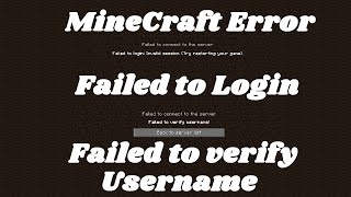 ✔️ Failed to Login  Failed to verify Username  MineCraft Server Error to connect  10 Feb 2021 [upl. by Yboj]