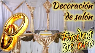 Decoración de SALONES de FIESTAS  BODAS de ORO cómo se decoró el aniversario 50 [upl. by Tengler]