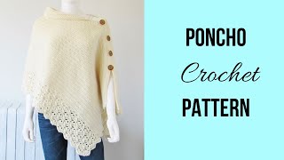 Easy Crochet Poncho from a Rectangle [upl. by Eidoj]