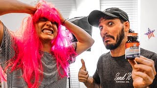 SUPERGLUED PINK WIG TO HEAD PRANK Will NOT come off [upl. by Brander827]