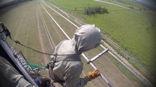 Helicopter Lineman  BareHanding 345000 volts [upl. by Yenahs]