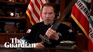 Schwarzenegger compares Capitol attack to Kristallnacht brandishes sword [upl. by Aneroc39]