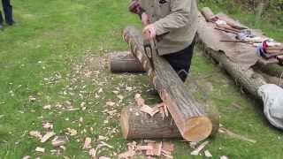 Traditional Log to Beam Hewing  Huge Axes [upl. by Adian]