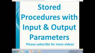 SQL Stored procedures with output parameters [upl. by Athalia]