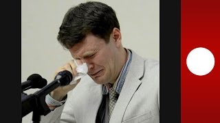 NKorea US student cries amp admits to being quotsevere criminalquot during press conf [upl. by Amery]