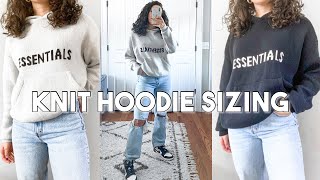 Womens FOG Essentials Knit Hoodie Sizing  Comparing 2 Different Sizes [upl. by Latonia]