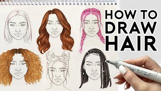 HOW TO DRAW HAIRSTYLES  Sketching amp Coloring Tutorial [upl. by Sumetra]