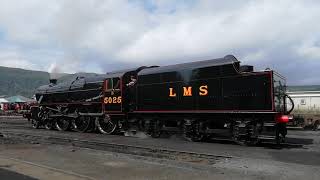 Black 5 5025 emerging from Strathspey Railway Shed after completion of her restoration [upl. by Sigfried]