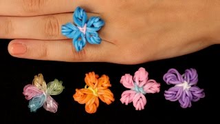 Rainbow Loom Nederlands  Flower Ring  Loom bands rainbow loom tutorial how to [upl. by Waldon]