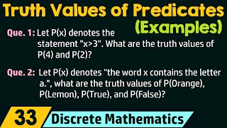 Finding The Truth Values of Predicates Examples [upl. by Irollam478]