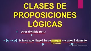 PROPOSICIONES SIMPLES Y COMPUESTAS  CLASES DE PROPOSICIONES LOGICAS [upl. by Lupita]