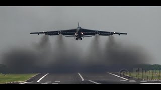 B52 Stratofortress US strategic bomber Take Off RAF Fairford England USAF [upl. by Hut112]