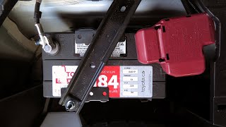 Toyota RAV4 Hybrid 20162018 12V Battery Location [upl. by Ynohtnaluap909]